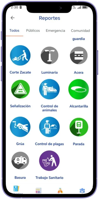 Catálogo de reportes comunitarios